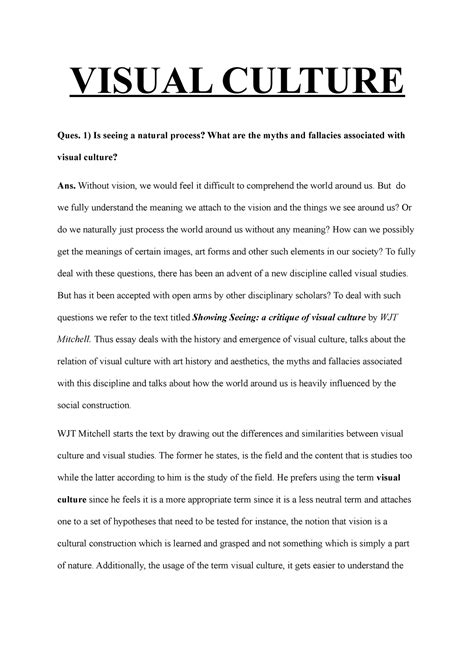 Visual culture - This was an assignment that was given to us wherein we ...