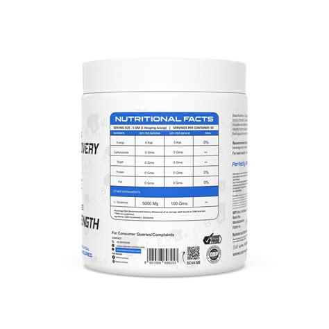 Bake Nutrition 100% Fermented L- Glutamine (Unflavored) 50 Servings ...