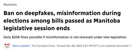 Canada’s Manitoba Introduces an Election Misinformation Bill