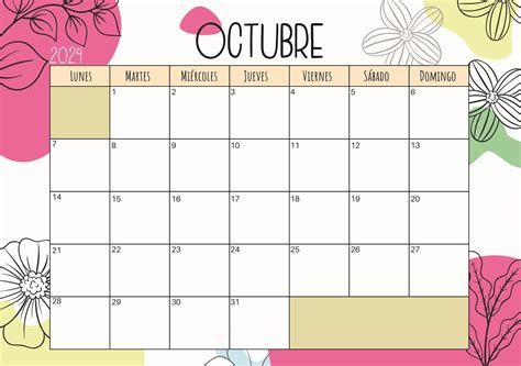 Formato De Calendario Octubre 2025 De Lunes