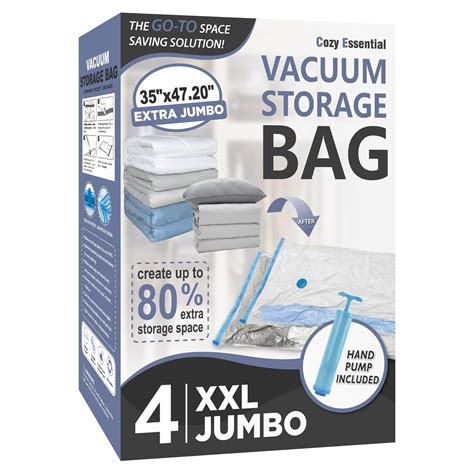 4 Pack XXL Jumbo Vacuum Storage Bags, Extra Jumbo Vacuum Sealed Bags ...