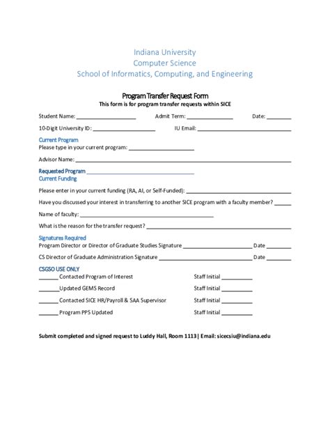 Fillable Online cs indiana Computer Science Program Transfer Request ...