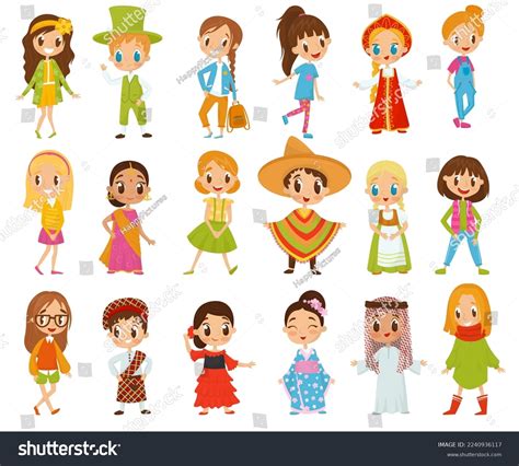 Children Wearing National Costumes Different Countries Stock Vector (Royalty Free) 2240936117 ...