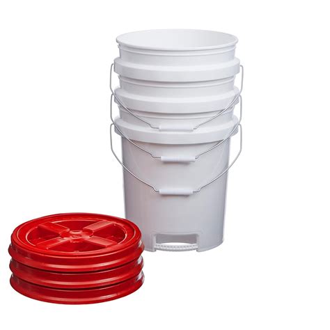 Amazon.com: Consolidated Plastics 5 Gallon White Food Grade Buckets ...