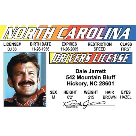 Dale Jarrett Novelty Drivers License / Fake I.D. Identification For ...