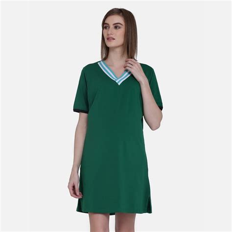Buy Mamma Presto Solid Colour Feeding Nightwear Dress - Green Online