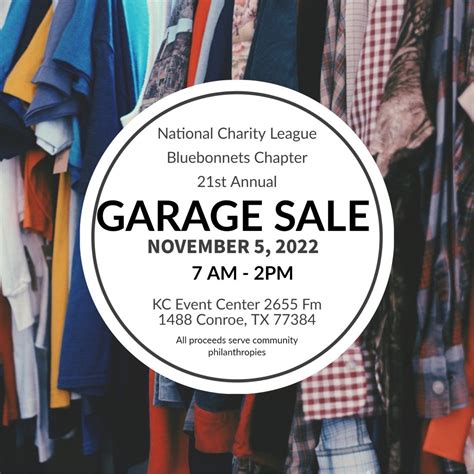 National Charity League Bluebonnets Chapter 21st Annual Garage Sale ...