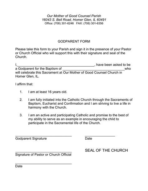 Godparent Form ≡ Fill Out Printable PDF Forms Online