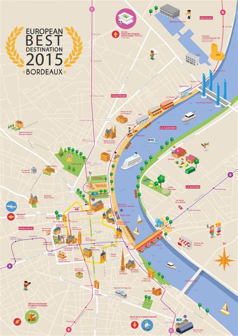 Bordeaux tourist map - Bordeaux attraction map (Nouvelle-Aquitaine ...