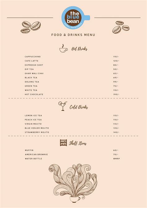 Menu at The Blue Bean Cafe, New Delhi