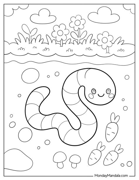 20 Worm Coloring Pages (Free PDF Printables)