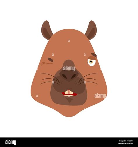 Capybara winks emoji avatar. Face rodent happy emotion. Vector ...
