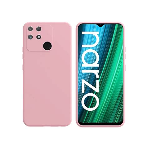 LIRAMARK Silicone Soft Back Cover Case for Realme Narzo 50A (Pink ...
