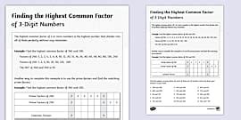 Find the Greatest Common Factor Activity Sheets | Twinkl