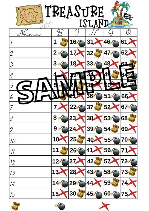 Treasure Island Bingo (mixed, Straight, Blank) - Etsy