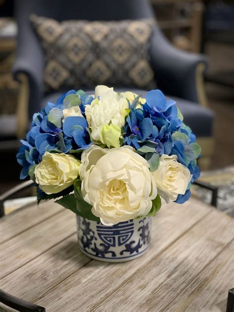 Blue And White Flower Centerpieces