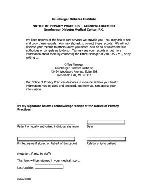 Fillable Online Grunberger Diabetes Institute GDI HIPPA Form Fax Email ...