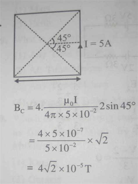 a currenr carrying wire is ìn form of square loop of side length 10cm ...