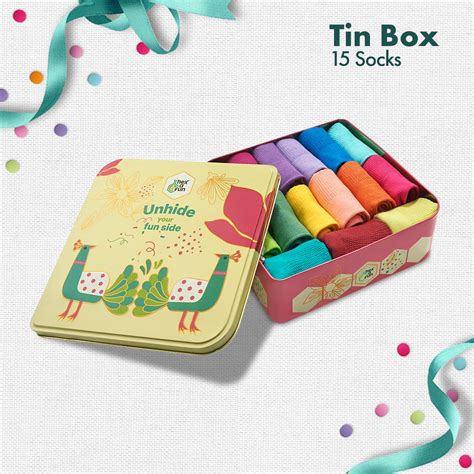 Buy Peacock A BOO Tin Gift Box | Unisex Badass Bold Crew Socks - Box of ...