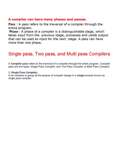 Single Pass Compiler Overview: Phases and Passes Explained - Studocu