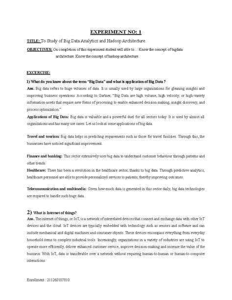 BDA practical 1 - Enrollment : 2112 60107010 EXPERIMENT NO: 1 TITLE: To ...