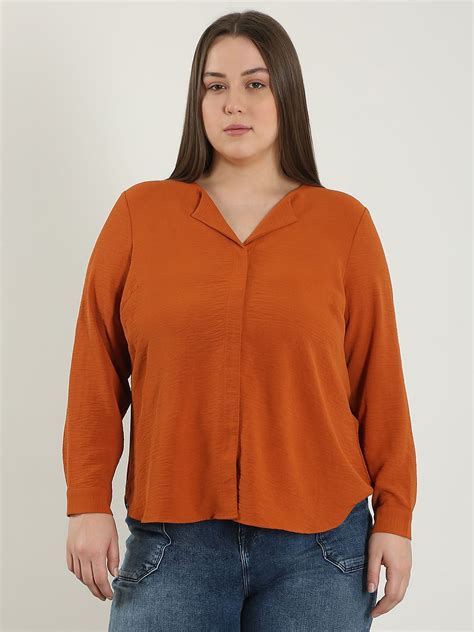 CURVE Orange V Neck Shirt