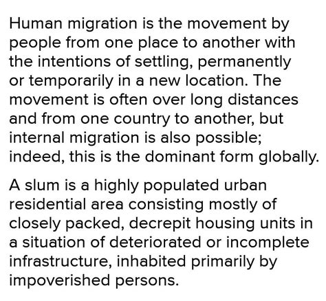 *compare the following and give examples*...Migration and slums please ...