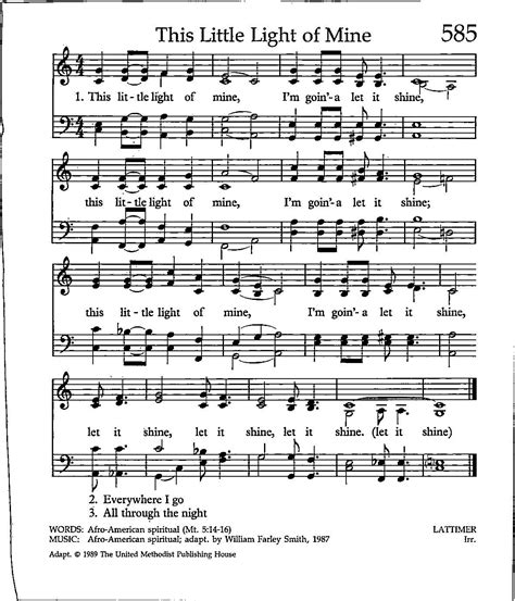 This Little Light of Mine Digital Hymn Tune Sheet Music Key of C - Etsy ...