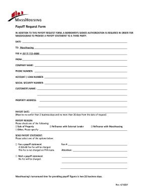 MassHousing Payoff Request Form 2007-2026 - Fill and Sign Printable Template Online