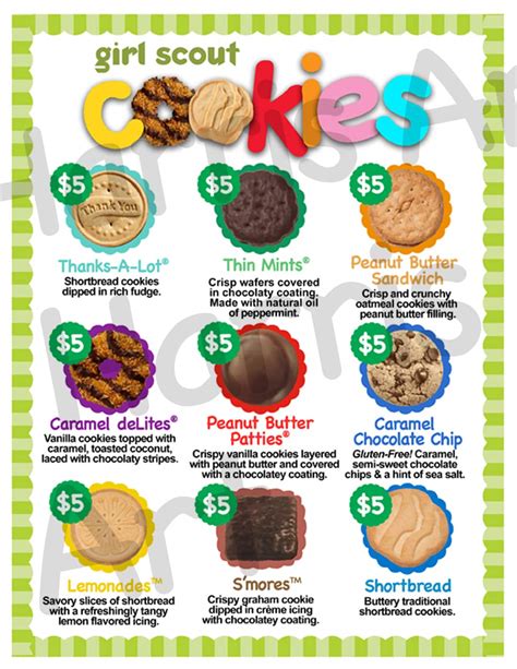 NEW! 2020 ABC Girl Scout Cookie Price List GS Booth Menu 8.5 X 11 ...