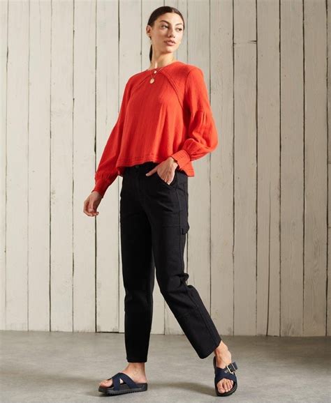 LS TEXTURED LACE TOP