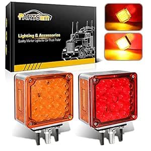 Partsam 2pcs Square Dual Double Face Fender Stop Turn Signal Tail 52 ...