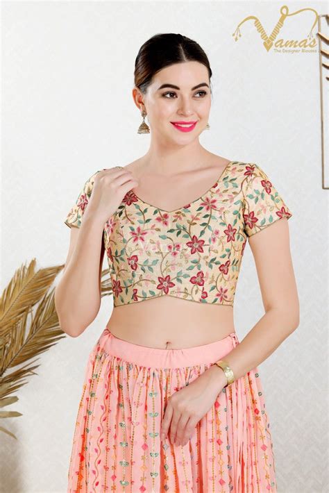 Vamas Women's Art Silk Padded Back Open Short Sleeves Saree Blouse ( X ...