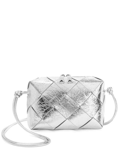 Tiffany & Fred Paris Smooth Metallic Woven Leather Bag in White | Lyst