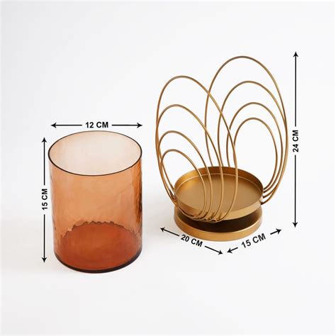 Buy Splendid Dastkari Glass & Metal Hurricane Candle Holder from Home ...