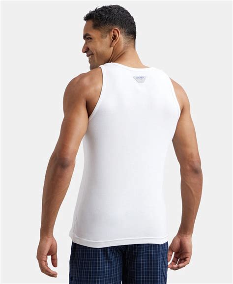Buy Super Combed Cotton Rib Round Neck Sleeveless Vest - White FP04 ...