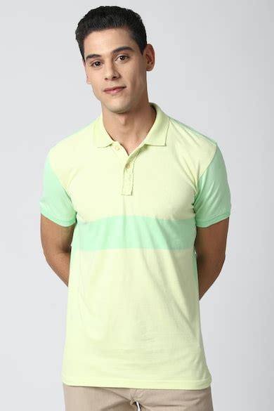 Buy Men Yellow Stripe Polo Neck T-Shirts Online - 632919 | Peter England
