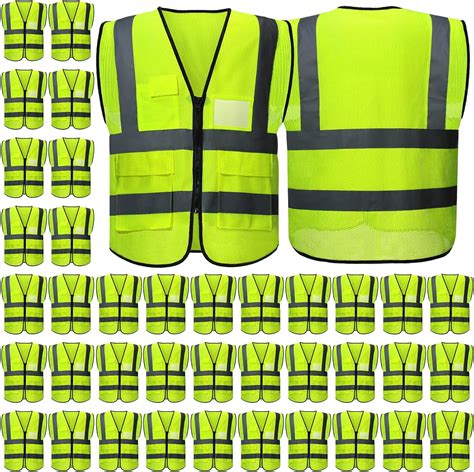 Amazon.com: Newcotte 40 Pack Safety Vests Bulk Yellow Reflective High ...