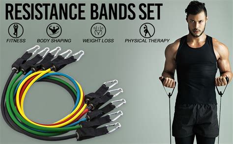 FITLETHIC Resistance Bands Tubes Set, Exercise Bands with Door Anchor ...