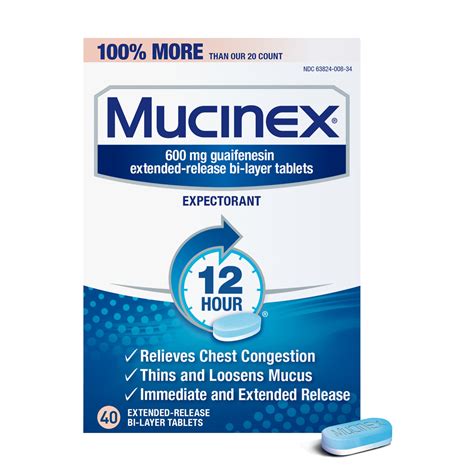 Chest Congestion Mucinex 12 Hour Extended Release Tablets 40 Ct | Desertcart Australia