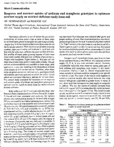 Response and nutrient uptake of urdbean and mungbean genotypes to ...
