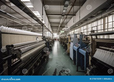 Textile Factory, with Spinning and Weaving Machines Producing High ...