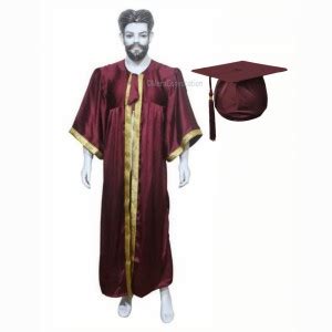 MeraConvocation Maroon Shiny Graduation Gown and Cap with Golden Border ...