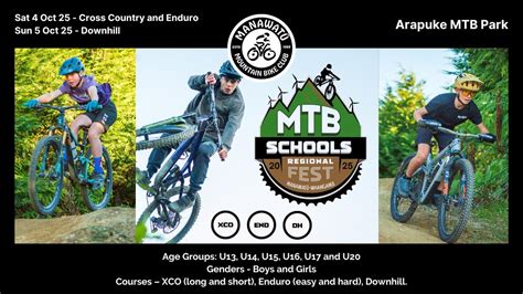 Schools MTB Fest, Arapuke Mtb Park, Palmerston North, 3 October to 5 ...