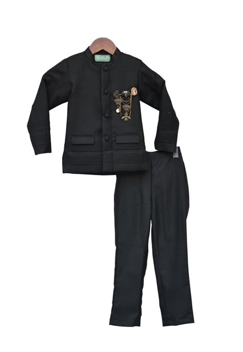 Pre-Order: Black Band Gala with Pant & Broch– Peonyy Kids