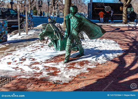 Boston, USA- March 01, 2019: the Life-sized Statue of Edgar Allan Poe ...