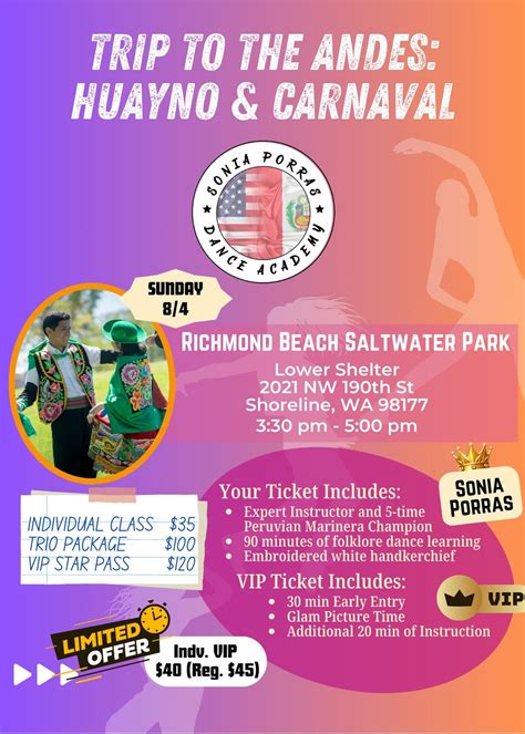 Peruvian Dance Master Class-Trip to the Andes, Richmond Beach Saltwater ...
