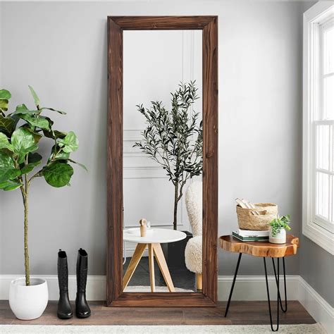Distressed Wood Full Length Mirror Free-standing Floor Mirror | Wood ...