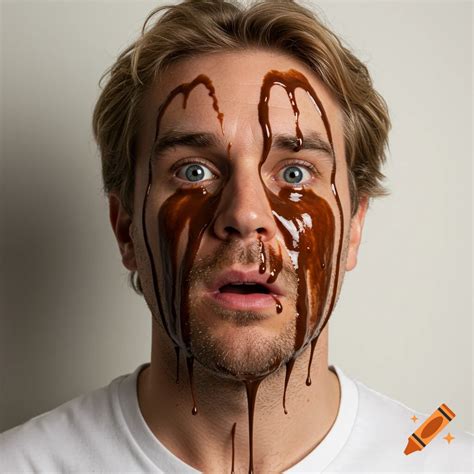 Guy with chocolate dripping from eyes, dirty blonde hair on Craiyon