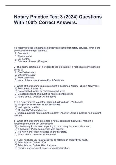 Image result for Sample Florida Notary Test